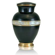 Load image into Gallery viewer, Large/Adult 220 Cubic Inch Black Mother of Pearl Brass Funeral Cremation Urn for Ashes