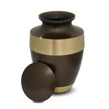 Load image into Gallery viewer, Large/Adult 228 Cubic Ins Black Artisinal Brass Funeral Cremation Urn for Ashes