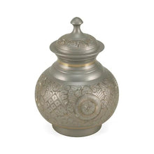 Load image into Gallery viewer, Silver Engraved Large Cremation Urn 70 Cubic Inches
