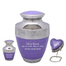 Load image into Gallery viewer, Small/Keepsake 4 Cubic Inches Sparta Purple Brass Funeral Cremation Urn