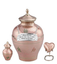 Load image into Gallery viewer, Small/Keepsake 4 Cubic Inches Sheen Pink Decorative Butterfly Brass Funeral Cremation Urn