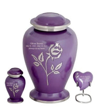 Load image into Gallery viewer, Small/Keepsake 4 Cubic Inches Flora Purple Pearl Rose Brass Funeral Cremation Urn