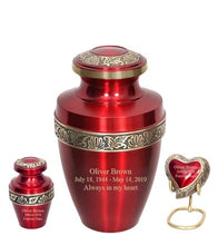 Load image into Gallery viewer, Large/Adult 200 Cubic Inches Apollo Red Brass Funeral Cremation Urn