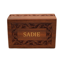 Load image into Gallery viewer, Small 12 Cubic Inches Border Rosewood Pet Cremation Urn w/ Laser Engraving
