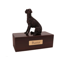 Load image into Gallery viewer, Bronze Great Dane Sitting Walnut Base Pet Cremation Urn w/ Figurine in 5 diff base sizes