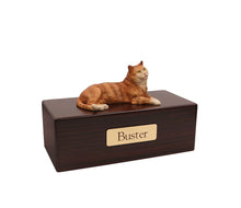 Load image into Gallery viewer, Orange Tabby Cat Pet Cremation Urn in 5 Diff Walnut Base Sizes