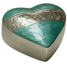 Load image into Gallery viewer, Small/Keepsake 3 Cubic Inches Mother of Pearl Aqua Heart Cremation Urn for Ashes