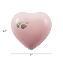 Load image into Gallery viewer, At Peace Memorials 3 Cubic Inches Classic Paws Pearl Pink Heart Keepsake Pet Cremation Urn