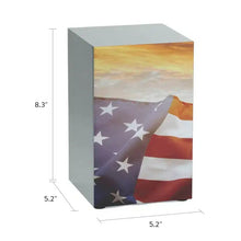 Load image into Gallery viewer, At Peace Memorials Large/Adult 200 Cubic Inches Life Canvas Stars and Stripes Pewter Cremation Urn