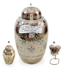 Load image into Gallery viewer, Small/Keepsake 4 Cubic Inches Ethnic Lattice Bright Brass Funeral Cremation Urn