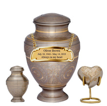 Load image into Gallery viewer, Large/Adult 200 Cubic Inches Serene Empire Platinum Brass Funeral Cremation Urn