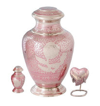 Load image into Gallery viewer, Large/Adult 200 Cubic Inches Sheen Pink Rose Brass Funeral Cremation Urn