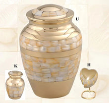 Load image into Gallery viewer, Small/Keepsake 4 Cubic Inches Adore Mother of Pearl Brass Funeral Cremation Urn
