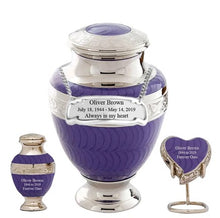 Load image into Gallery viewer, Large/Adult 200 Cubic Inches Serene Purple Brass Funeral Cremation Urn