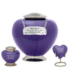 Load image into Gallery viewer, Large/Adult 200 Cubic Inches Baroque Purple Brass Funeral Cremation Urn
