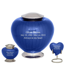 Load image into Gallery viewer, Small/Keepsake 4 Cubic Inches Baroque Blue Brass Funeral Cremation Urn