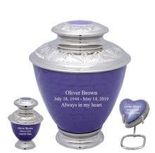 Load image into Gallery viewer, Large/Adult 200 Cubic Inches Elegance Pearl Purple Brass Funeral Cremation Urn