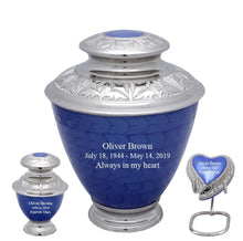 Load image into Gallery viewer, Large/Adult 200 Cubic Inches Elegance Pearl Blue Funeral Cremation Urn