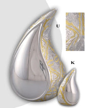 Load image into Gallery viewer, Small/Keepsake Gold and Silver Infinity Eternal Teardrop Funeral Cremation Urn