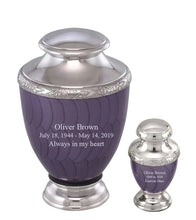 Load image into Gallery viewer, Large/Adult 200 Cubic Inches Zejtar Purple Pearl Metal Funeral Cremation Urn