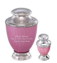 Load image into Gallery viewer, Small/Keepsake 4 Cubic Inches Zejtar Pink Pearl Metal Funeral Cremation Urn