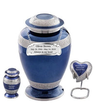Load image into Gallery viewer, Large/Adult 200 Cubic Inches Sheen Palatinate Blue Brass Funeral Cremation Urn