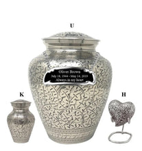 Load image into Gallery viewer, Small/Keepsake 5 Cubic Inches Heart Marvel Holly-Leaved Oak Brass Funeral Cremation Urn