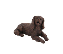Load image into Gallery viewer, Bronze King Charles Spaniel Pet Cremation Urn w/ Figurine in 5 Diff Walnut Base Sizes