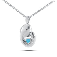 Load image into Gallery viewer, Mother's Love December w/ Blue Topaz Silver Pendant/Necklace Cremation Urn for Ashes