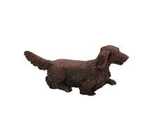 Load image into Gallery viewer, Bronze Long-Haired Dachshund Walnut Base Pet Cremation Urn w/ Figurine