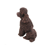 Load image into Gallery viewer, Bronze Poodle Sitting Pet Cremation Urn in 5 Diff Walnut Base Sizes