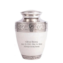 Load image into Gallery viewer, Large/Adult 200 Cubic Inches Sparta Pearl White Brass Funeral Cremation Urn