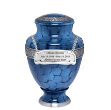 Load image into Gallery viewer, Large/Adult 200 Cubic Inches Serene Midnight Iris Brass Funeral Cremation Urn