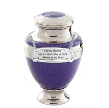 Load image into Gallery viewer, Large/Adult 200 Cubic Inches Serene Purple Brass Funeral Cremation Urn