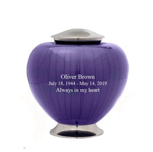 Load image into Gallery viewer, Large/Adult 200 Cubic Inches Baroque Purple Brass Funeral Cremation Urn