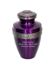 Load image into Gallery viewer, Large/Adult 200 Cubic Inches Apollo Purple Brass Funeral Cremation Urn