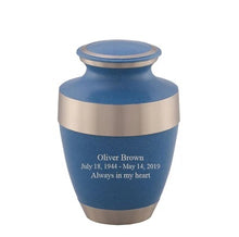 Load image into Gallery viewer, Large/Adult 200 Cubic Inches Sparta Blue Brass Funeral Cremation Urn