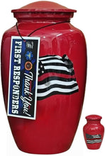 Load image into Gallery viewer, At Peace Memorials Firefighter Red Urn for Ashes SET