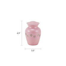 Load image into Gallery viewer, At Peace Memorials Petite 25 Cubic Inches Classic Paws Pearl Pink Petite Pet Cremation Urn