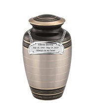 Load image into Gallery viewer, Large/Adult 200 Cubic Inches Marvel Pewter Black Brass Funeral Cremation Urn