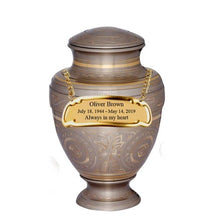 Load image into Gallery viewer, Large/Adult 200 Cubic Inches Serene Empire Platinum Brass Funeral Cremation Urn