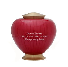 Load image into Gallery viewer, Large/Adult 200 Cubic Inches Baroque Red Brass Funeral Cremation Urn
