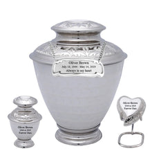 Load image into Gallery viewer, Large/Adult 200 Cubic Inches Elegance Pearl White Brass Funeral Cremation Urn