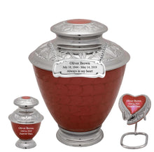 Load image into Gallery viewer, Large/Adult 200 Cubic Inches Elegance Pearl Red Brass Funeral Cremation Urn
