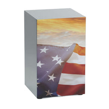 Load image into Gallery viewer, At Peace Memorials Large/Adult 200 Cubic Inches Life Canvas Stars and Stripes Pewter Cremation Urn