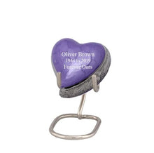 Load image into Gallery viewer, Small/Keepsake 5 Cubic Inches Heart Sparta Purple Brass Funeral Cremation Urn