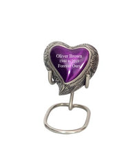 Load image into Gallery viewer, Small/Keepsake 5 Cubic Inches Heart Apollo Purple Brass Funeral Cremation Urn