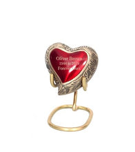 Load image into Gallery viewer, Small/Keepsake 5 Cubic Inches Heart Apollo Red Brass Funeral Cremation Urn