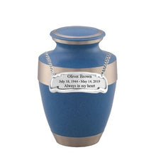 Load image into Gallery viewer, Large/Adult 200 Cubic Inches Sparta Blue Brass Funeral Cremation Urn