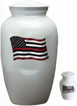 Load image into Gallery viewer, At Peace Memorials Firefighter White Urn for Ashes SET